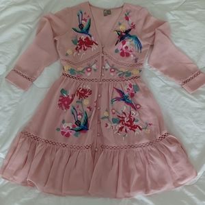 ASOS DESIGN embroidered skater mini dress with lace trims and pephem